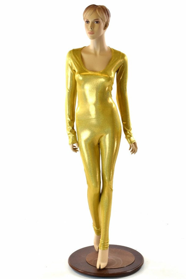 Gold Holographic Long Sleeve Catsuit - 1