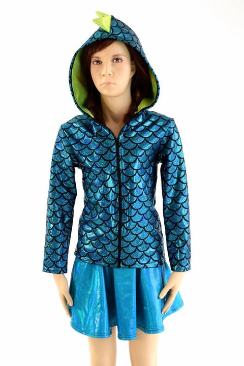 Childrens Turquoise & Lime Dragon Hoodie - Coquetry Clothing