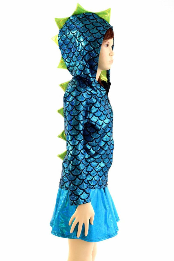Childrens Turquoise & Lime Dragon Hoodie - 3