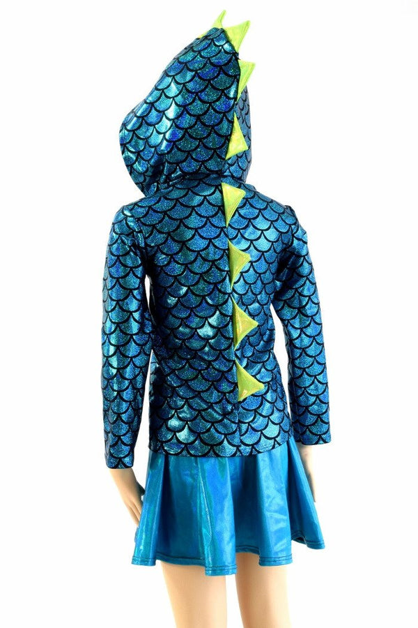 Childrens Turquoise & Lime Dragon Hoodie - 2