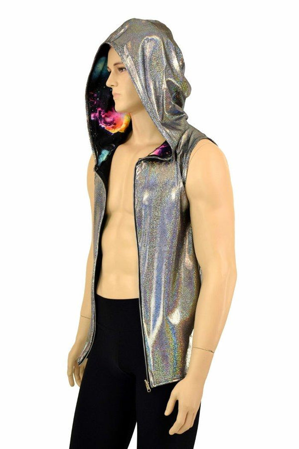 Mens Silver Holographic Zipper Hoodie - 5