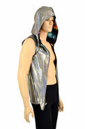 Mens Silver Holographic Zipper Hoodie - 2