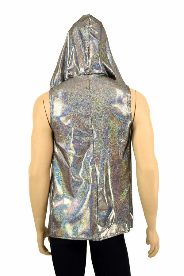 Mens Silver Holographic Zipper Hoodie - 3