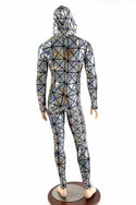 Mens Silver Cracked Tile Catsuit - 3