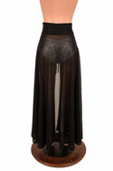 Black Mesh Lace Up Front Skirt - 4