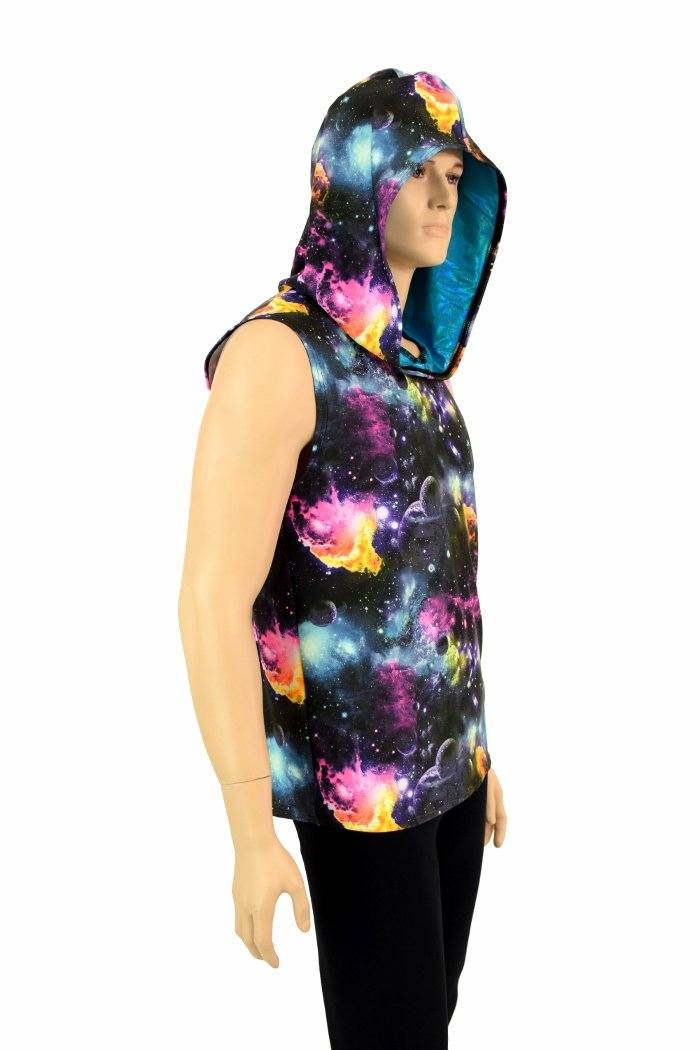 Mens Sleeveless Galaxy Hoodie Coquetry Clothing