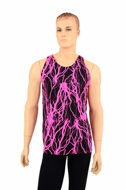 Mens Neon UV Glow Lightning Muscle Shirt - Coquetry Clothing