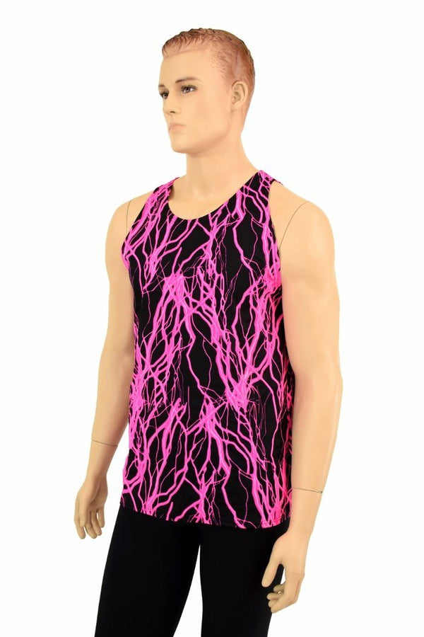 Mens Neon UV Glow Lightning Muscle Shirt - 5