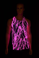 Mens Neon UV Glow Lightning Muscle Shirt - 6