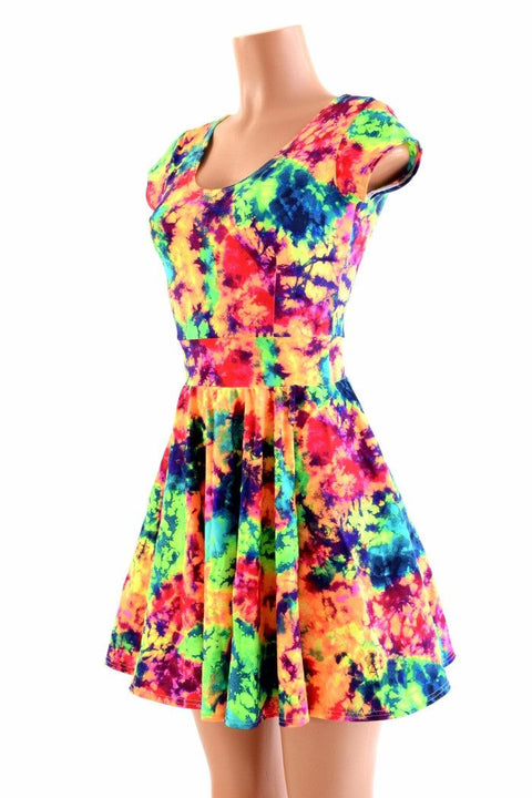 Acid Splash UV Glow Skater Dress - Coquetry Clothing