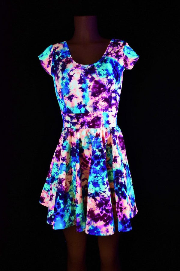 Acid Splash UV Glow Skater Dress - 8