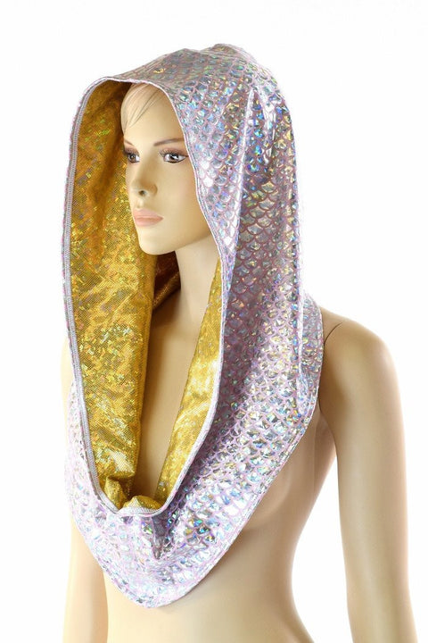 Gold & Pink Scale Reversible Infinity Festival Hood - Coquetry Clothing