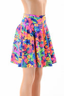 19" Neon Tahitian Floral Skater Skirt - 4