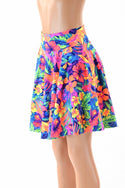 19" Neon Tahitian Floral Skater Skirt - 2