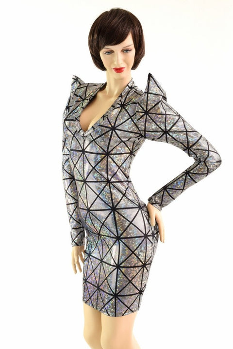 Cracked Tiles Sharp Shoulder Dress - Coquetry Clothing