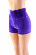 Purple Velvet High Waist Shorts - 1