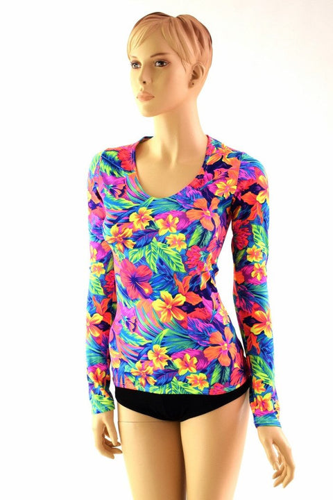 Tahitian Floral Longsleeve Top - Coquetry Clothing