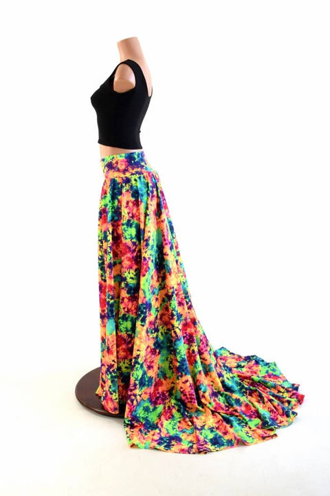 Long, High Waist Puddle Train Circle Cut Skirt - Coquetry Clothing