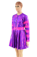 Pink & Purple Snap Front Breakaway Skater Dress - 2