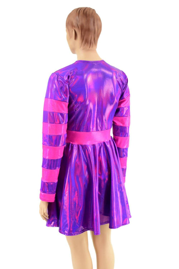 Pink & Purple Snap Front Breakaway Skater Dress - 3