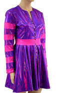 Pink & Purple Snap Front Breakaway Skater Dress - 5