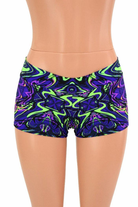UV Glow Neon Melt Lowrise Shorts - Coquetry Clothing