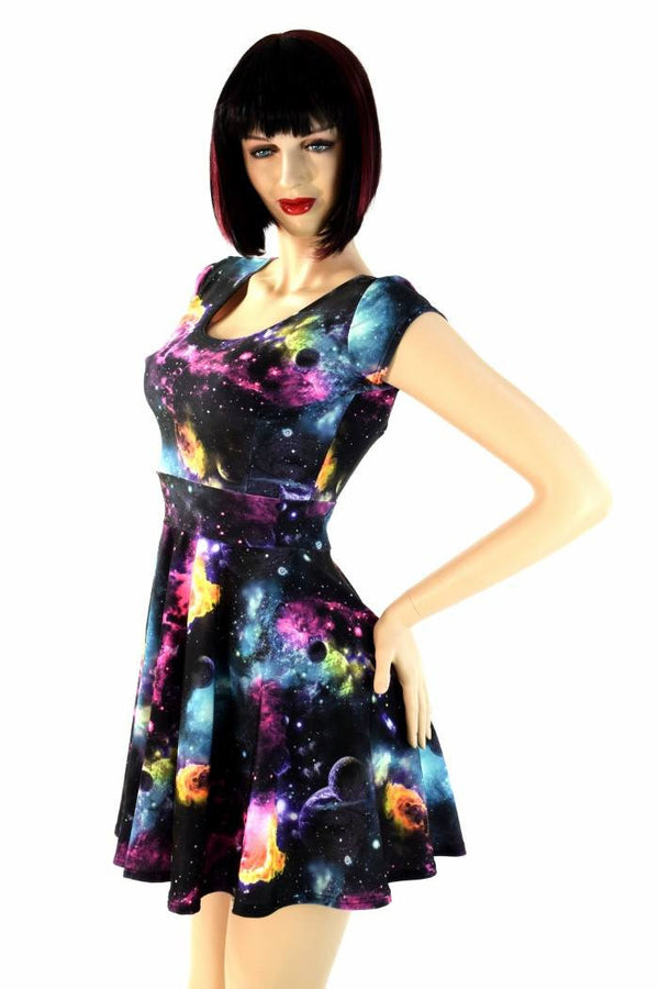 Galaxy Cap Sleeve Skater Dress - 2