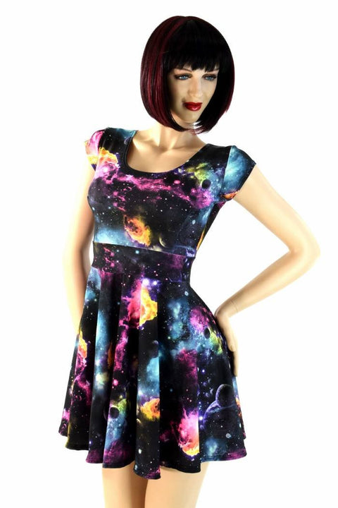 Galaxy Cap Sleeve Skater Dress - Coquetry Clothing