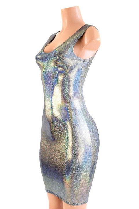 Silver Holographic Tank dress - Coquetry Clothing