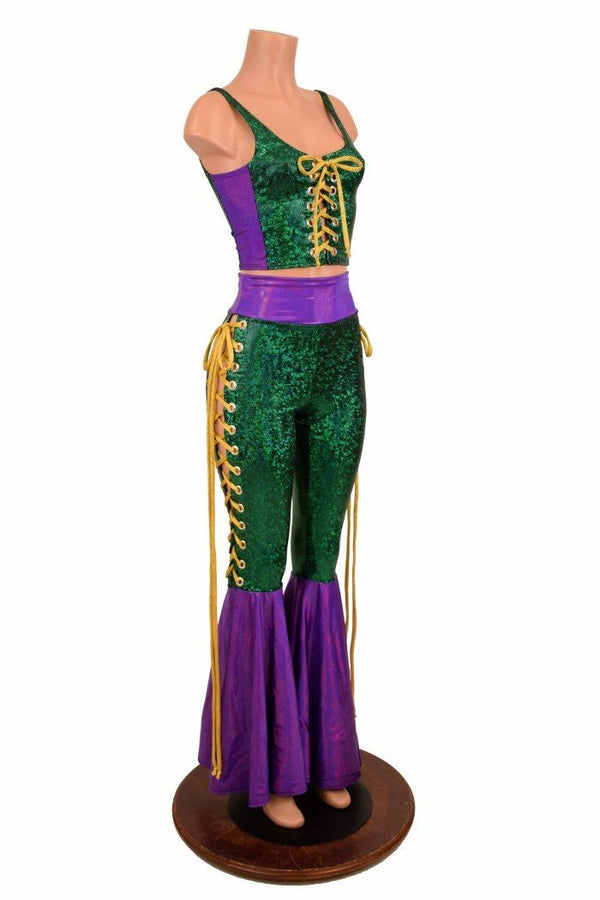 Mardi Gras 2PC Lace Up Top and Bell Bottoms Set - 13