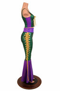 Mardi Gras 2PC Lace Up Top and Bell Bottom Pants Set - 12