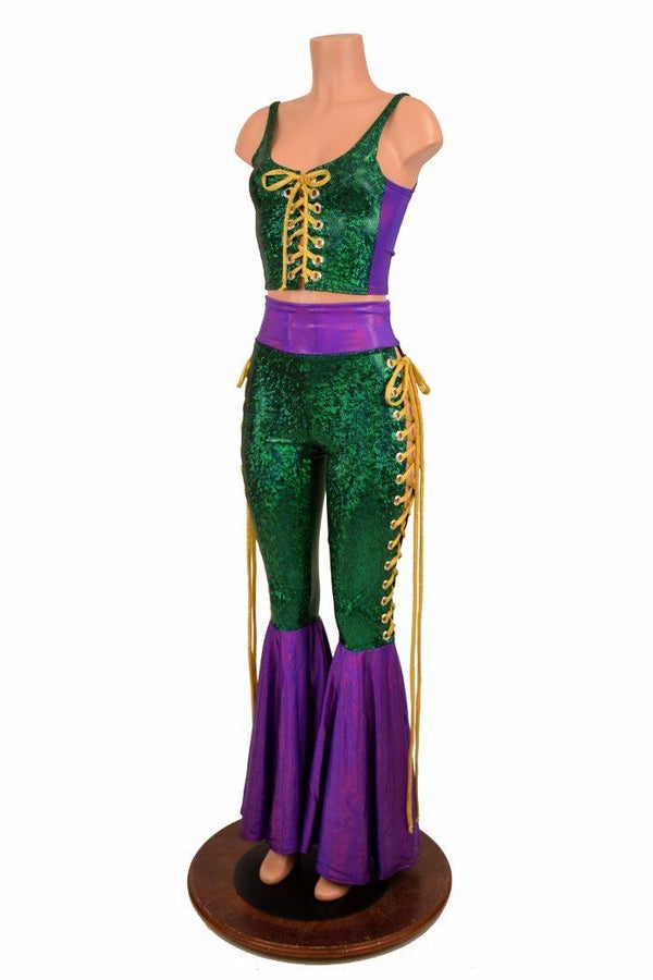 Mardi Gras 2PC Lace Up Top and Bell Bottoms Set - 9