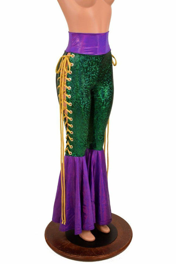 Mardi Gras Lace Up Bell Bottom Flares - 1