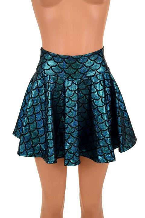 Turquoise Mermaid Mini Rave Skirt - Coquetry Clothing
