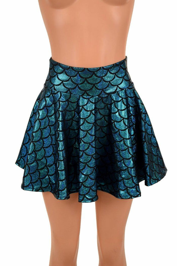 Turquoise Mermaid Mini Rave Skirt - 1