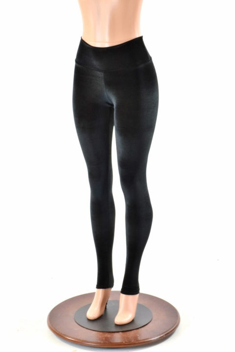 Black Velvet High Waist Leggings - Coquetry Clothing