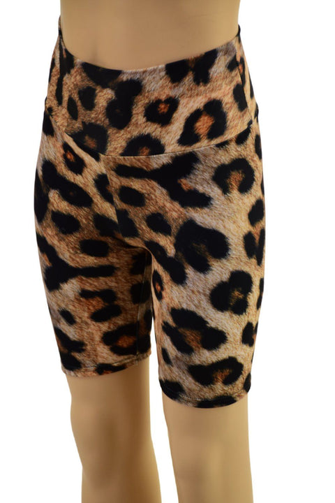 Childrens Unisex Bike Shorts in Leopard Print - Coquetry Clothing