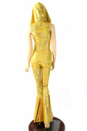 Gold Bell Bottom Flare Catsuit - 2