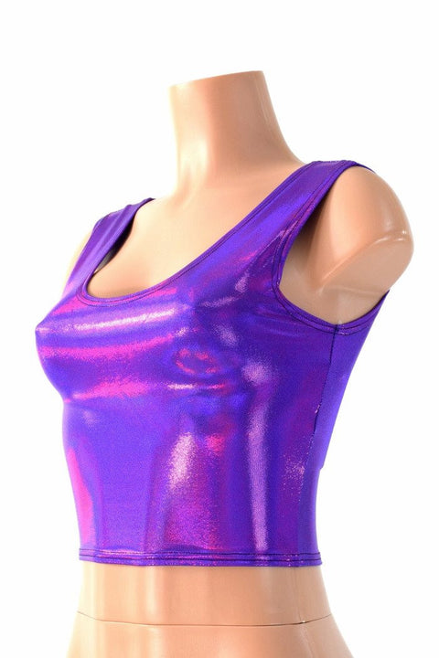 Purple Holographic Crop Tank Top - Coquetry Clothing