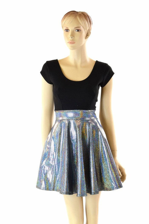 Black & Silver Holographic Skater Dress - Coquetry Clothing