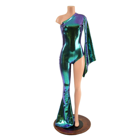 Asymetrical Scarab Holographic Catsuit - Coquetry Clothing