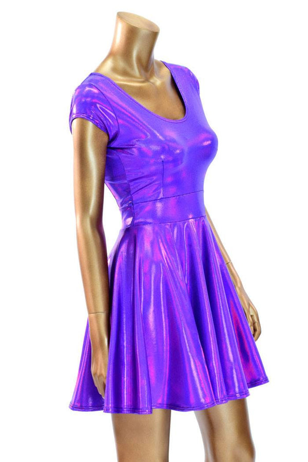 Purple Holographic Skater Dress - 3