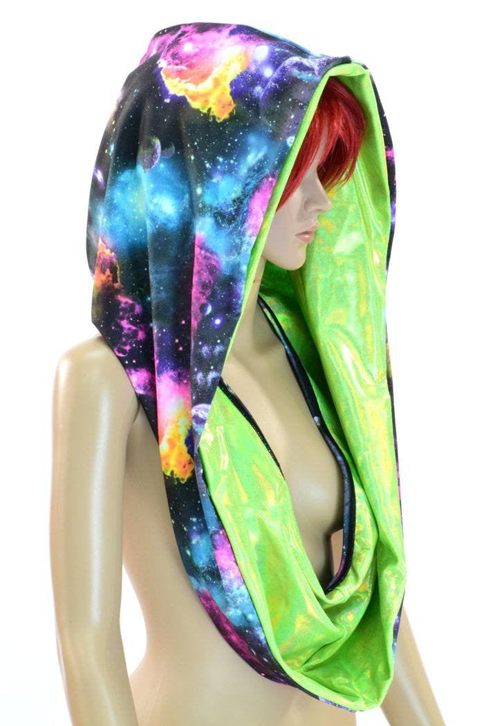 Galaxy And Green Huge Reversible Festival Hood Coquetry Clothing 0621