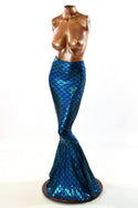 Turquoise High Waist Mermaid Skirt - 2