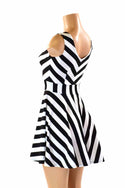 Black & White Striped Skater Dress - 3