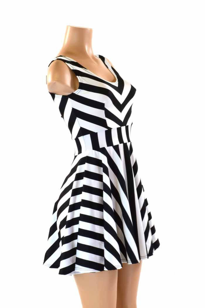 Black & White Striped Skater Dress | Coquetry Clothing