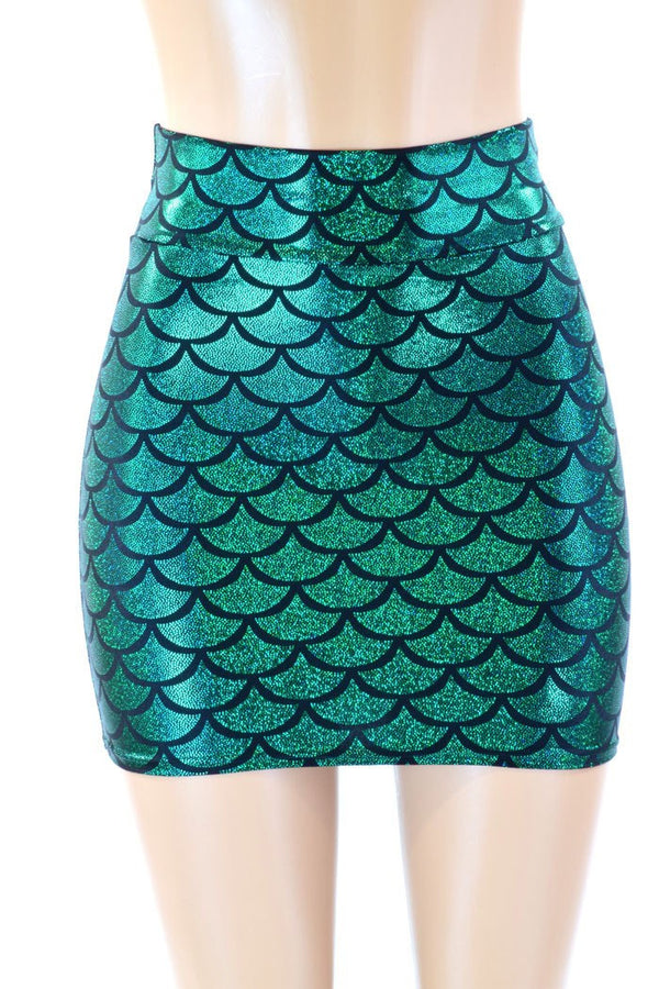 Green Mermaid Bodycon Mini Skirt - 3