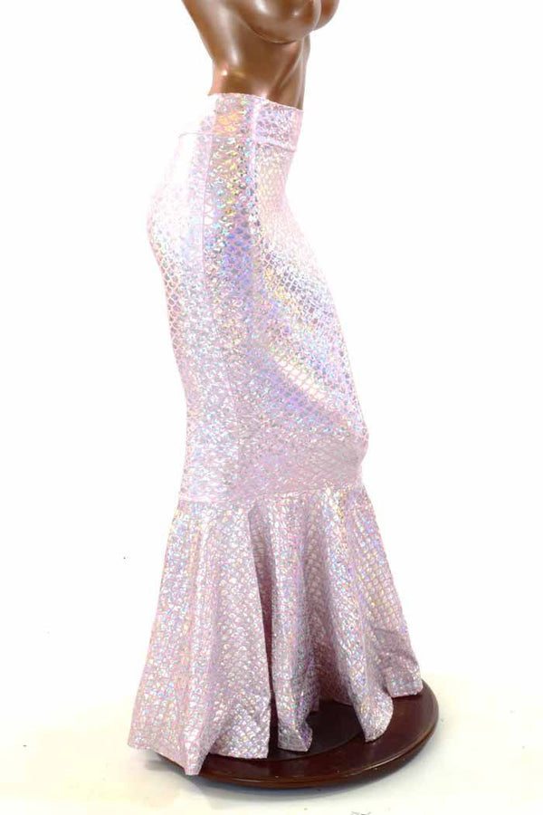 Pink Scale High Waist Mermaid Skirt - 3