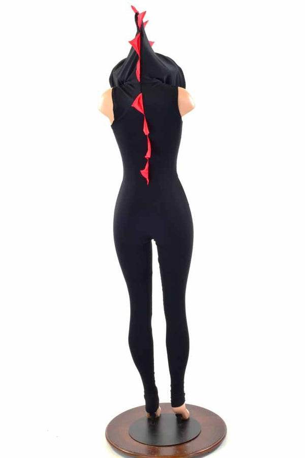 Black & Red Hooded Catsuit - 4