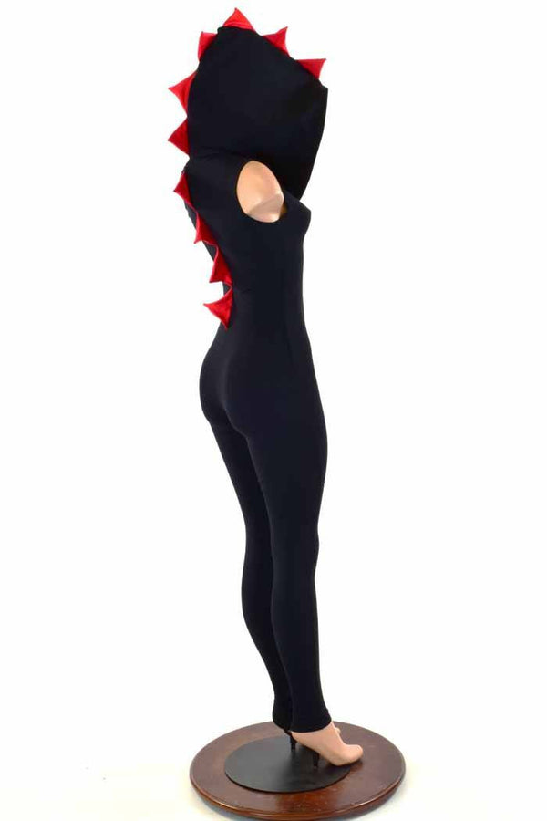 Black & Red Hooded Catsuit - 5